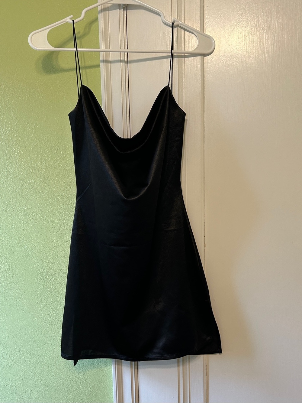 Black Satin Style Mini Dress